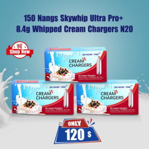 150 Nangs Skywhip Ultra Pro+ 8.4g Whipped Cream Chargers N20